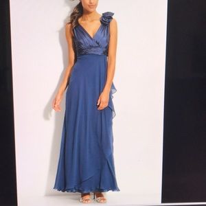 Pleated Taffeta And Chiffon Gown